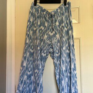 J. Jill Cropped Pajama Bottoms - L - Blue Pattern
